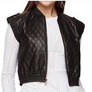 Bcbgmaxazria Quilted‎ Faux Leather Vest Black Medium NWT